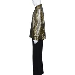 HPO Adult Men's 70's Disco Gold Sequin Shirt Costume | Golden Cosplay Costume