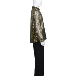 HPO Adult Men's 70's Disco Gold Sequin Shirt Costume | Golden Cosplay Costume