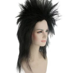 HPO Men's Men Rock And Roll Black Full Rave Afro Wig Hair Halloween Cosplay Party | Premium Breathable Capless Cap