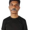 HPO Adult Men's Fake Human Hair Western Grandpa Mustache | Mixed Black And Grey Color